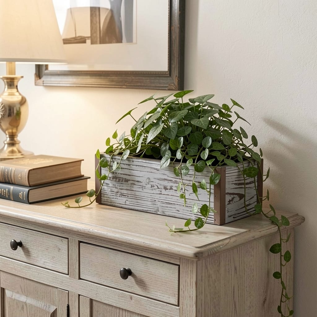 HomeRoots Gray Wood 98 Ounce Rectangular Distressed Planter Box - 11.25 in. x 3.50 in. x 4.50 in.