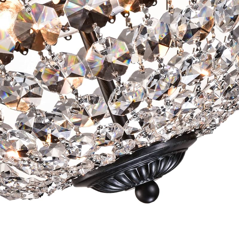 Antique Black Rita Crystal Flush Mount Chandelier