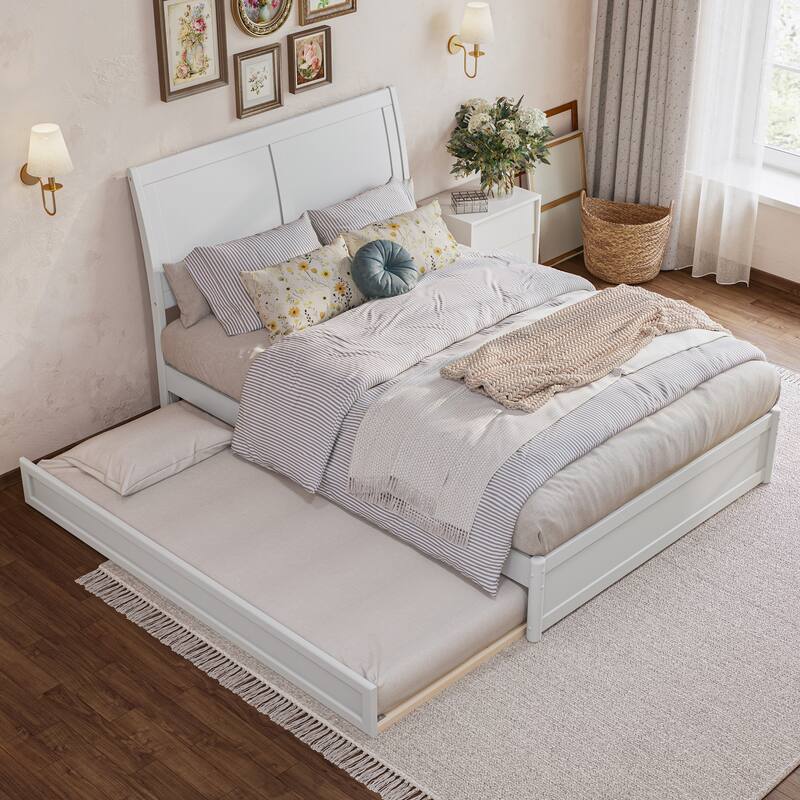 Andorra Platform Bed with Panel Footboard and Twin Trundle