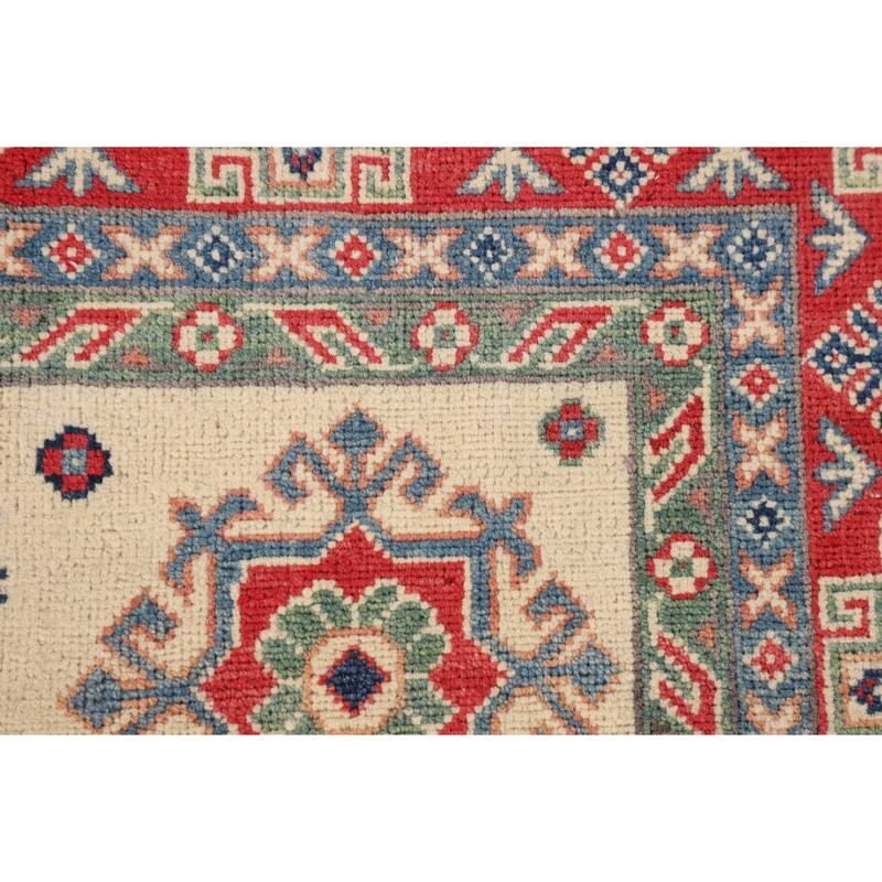 Kazak Oriental Area Rug Handmade Traditional Beige Wool Carpet - 5'0" x 6'6"