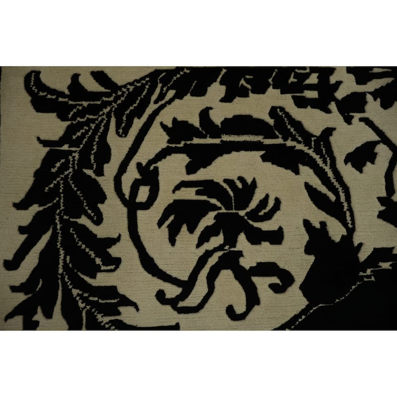 Hand Knotted Oriental 100% Wool Carpet Traditional Floral Black Nepalese Area Rug - 9' 10'' X 8' 3''