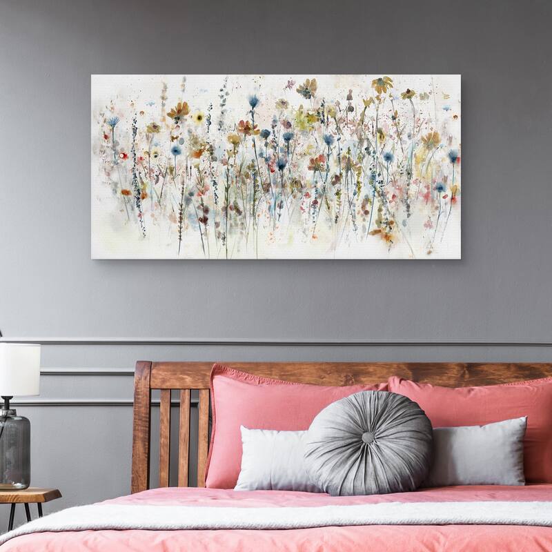 Watercolor Wildflowers by Studio Arts Canvas Art Print - Orange