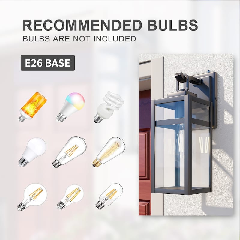 1-Light Outdoor Wall Light With Sensor Fixtures - 5"x6.57"x14.06"