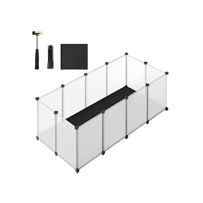 Black Metal Guinea Pig Playpen with Removable Oxford Fabric Mat, Foldable Pet Enclosure