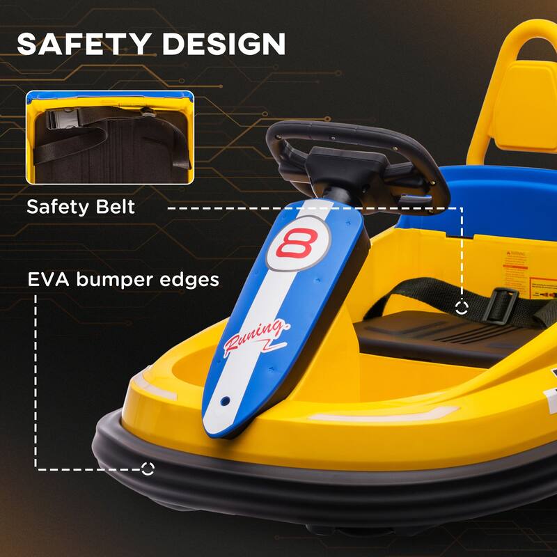 Aosom Bumper Car for Kids, 360° Rotation 6V Electric Ride on Bumper