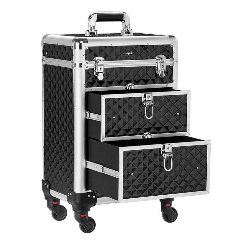 Aluminum Rolling Makeup Train Case - N/A