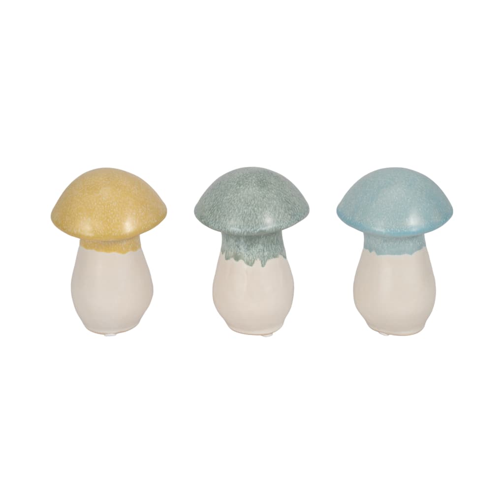 Sagebrook Home Ceramic Colorful Top Mushrooms, Set of 3 Multi-Toned Figurines, Charming 5-Inch Home Decor Accents,