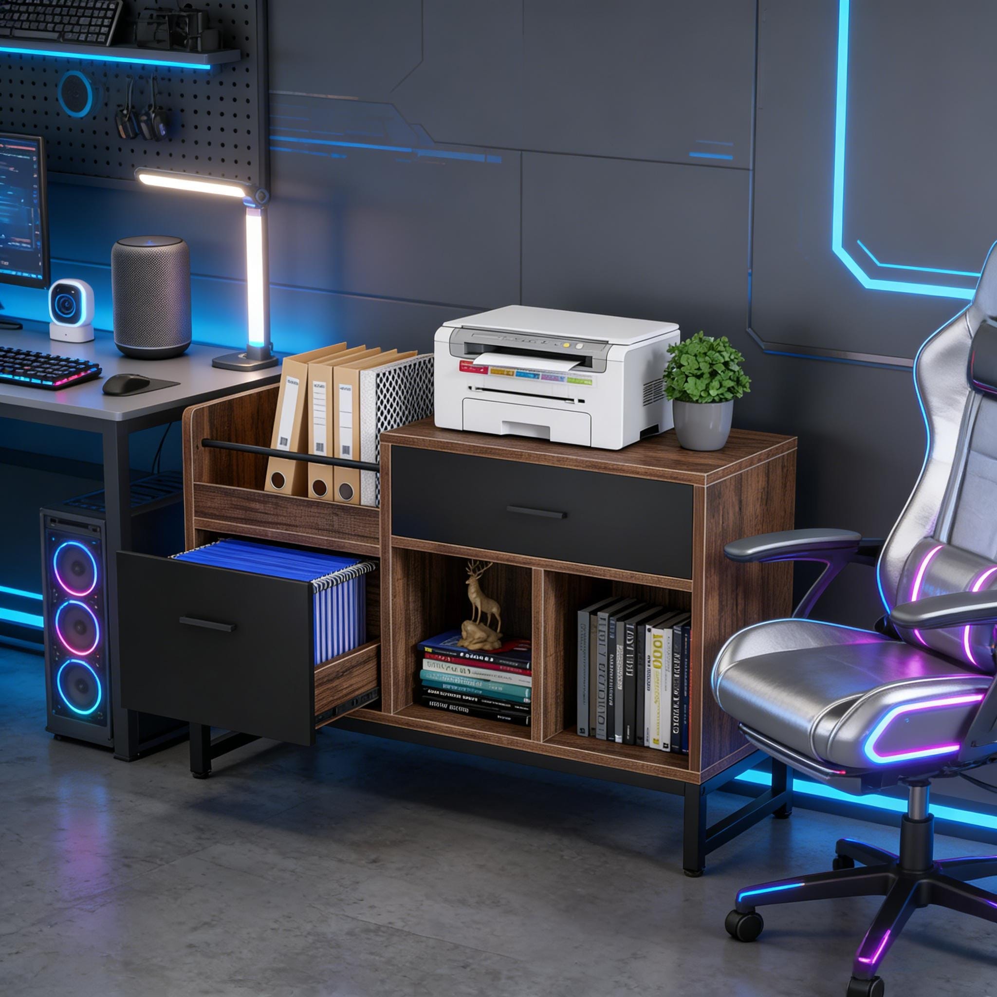 Lateral Filing Cabinet, Practical File Cabinet, High Filing Organizer for Living Room