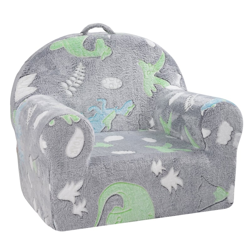 Grey Foam Glow Fabric Kids Couch Sofa Bed with Removable Cover - 23.62” L x 16.54” W x 20.47” H