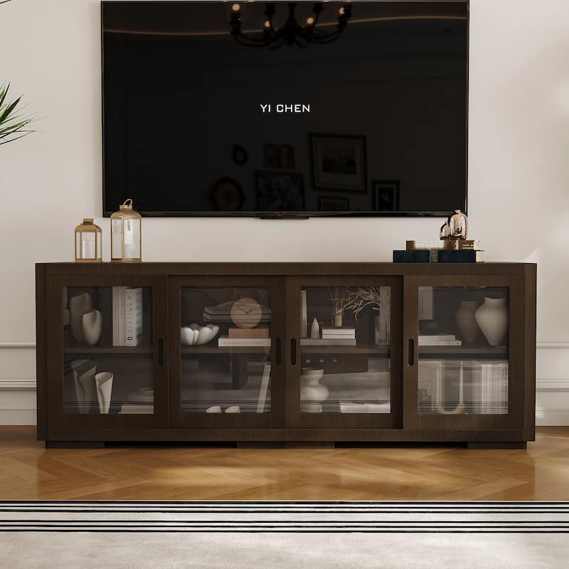 Vintage TV Cabinet Buffet Cabinet Entertainment Center Gray Brown - Brown