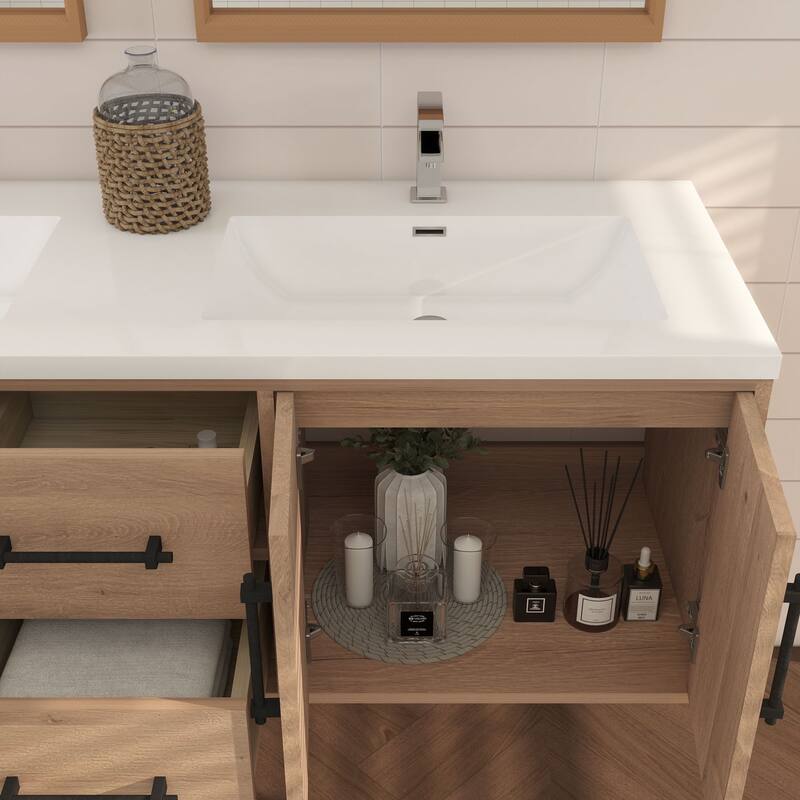 Victoria 60'' Wall-mounted Vanity with Double Reinforced Acrylic Sink - 59.5