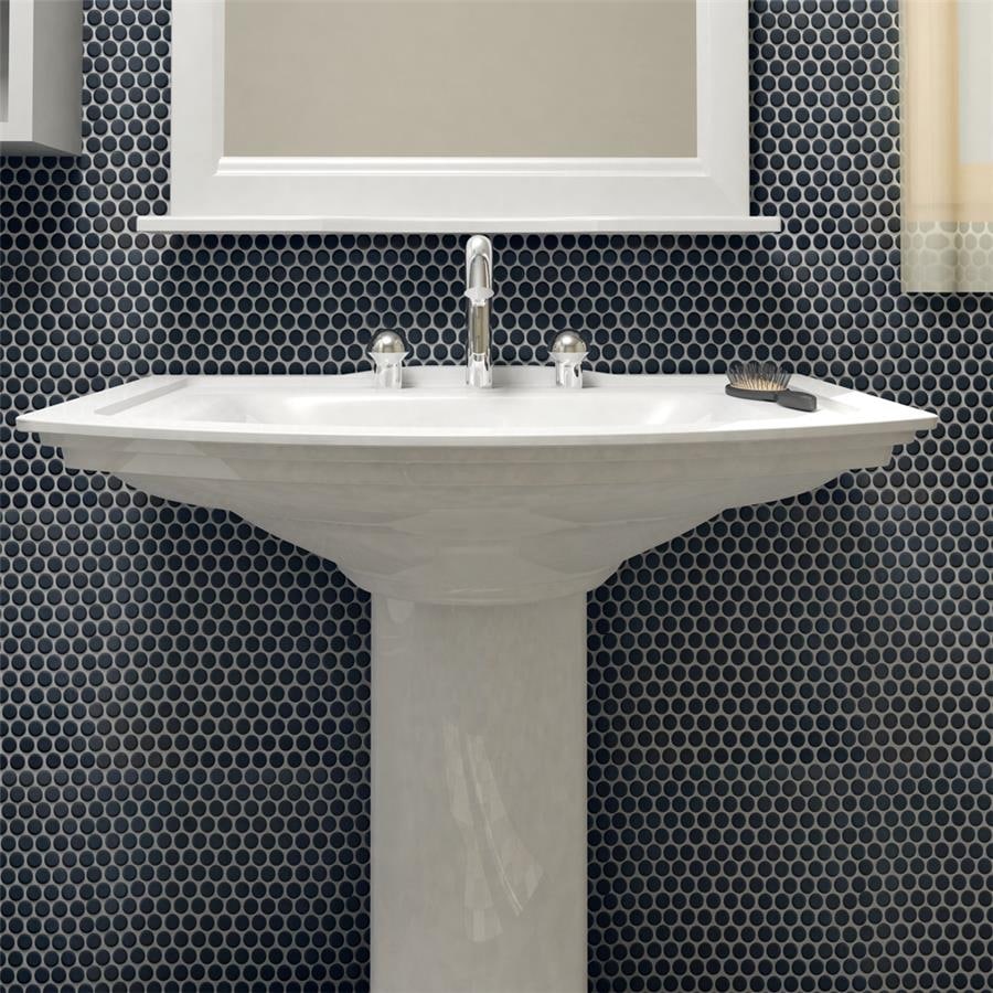 Merola Tile Hudson Penny Round Matte Black 11-7/8" x 12-5/8" Porcelain Floor and Wall Tile