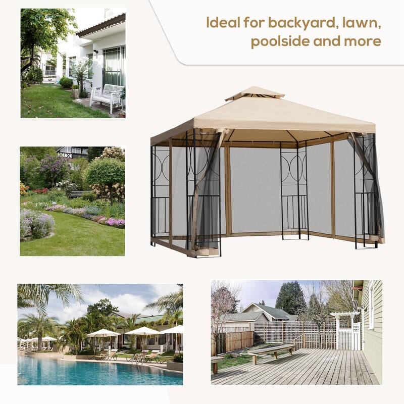 10' x 10' Patio Gazebo with Corner Shelves