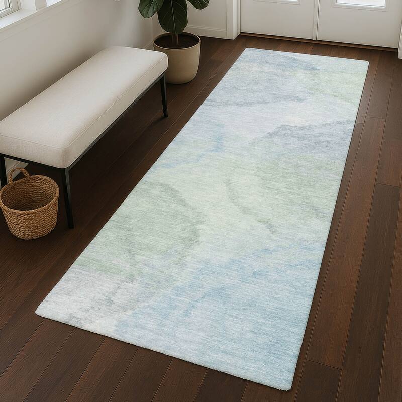 Machine Washable Indoor/ Outdoor Abstract Muted Chantille Rug