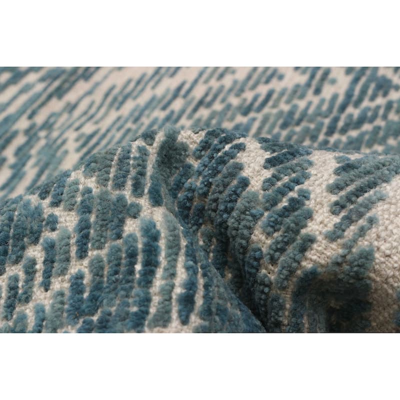ECARPETGALLERY Hand-knotted Tangier Turquoise Wool Rug - 6'1 x 9'4