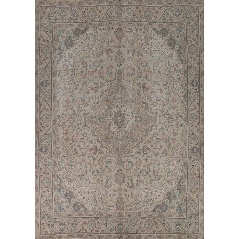 Floral Tabriz Persian Area Rug Oriental Hand-Knotted Wool Carpet - 9'3"x 12'4"