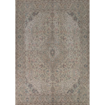 Floral Tabriz Persian Area Rug Oriental Hand-Knotted Wool Carpet - 9'3"x 12'4"
