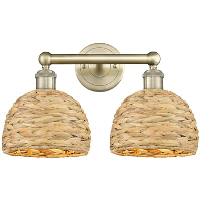 Innovations Lighting 616-2W-11-17 Woven Rattan Vanity Woven Rattan 2
