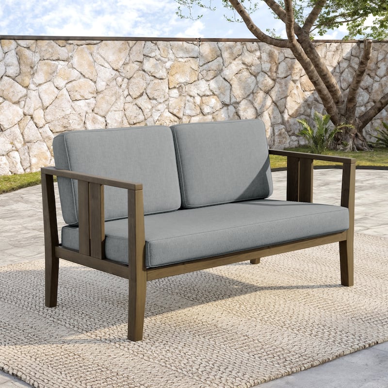 Teak Wood Weatherproof Outdoor Loveseat