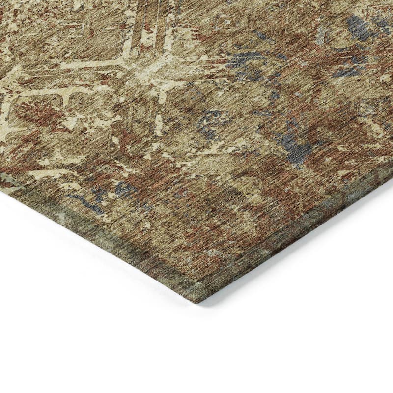 Machine Washable Indoor/ Outdoor Chantille Distressed Diamonds Rug