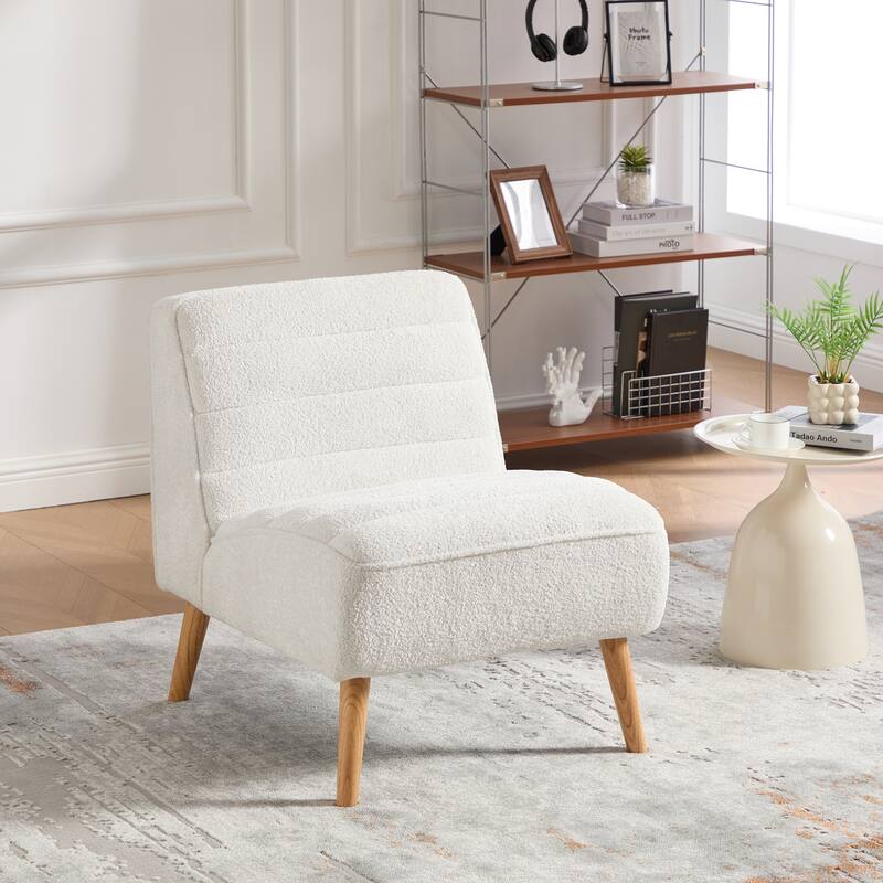 24.4" Wide Modern Upholstered Armless Chair With Black Wood Legs,Accent Chair