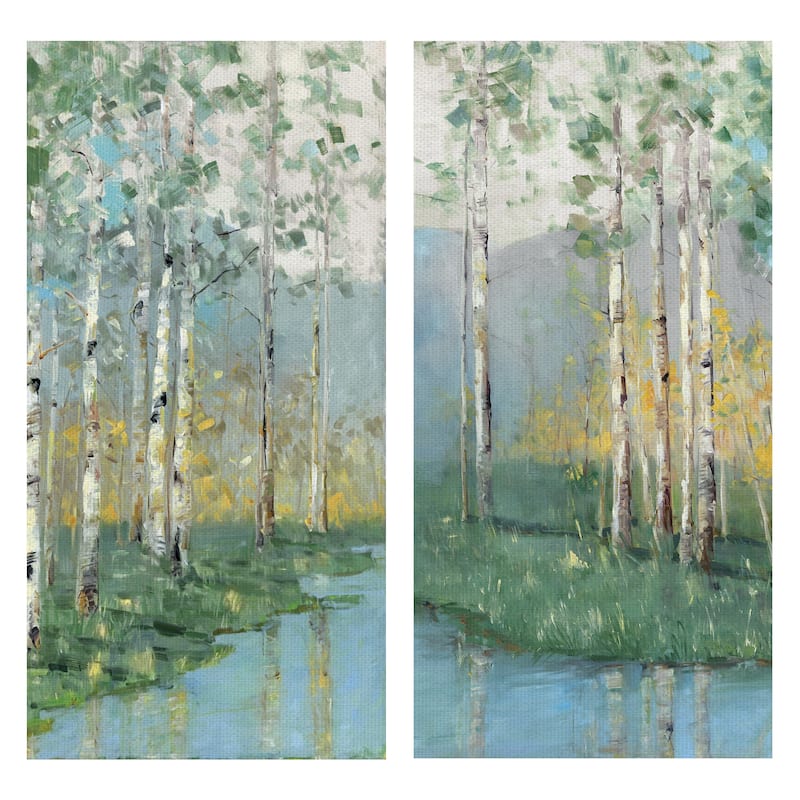 Birch Reflections III, IV by Sally Swatland Canvas Art Prints