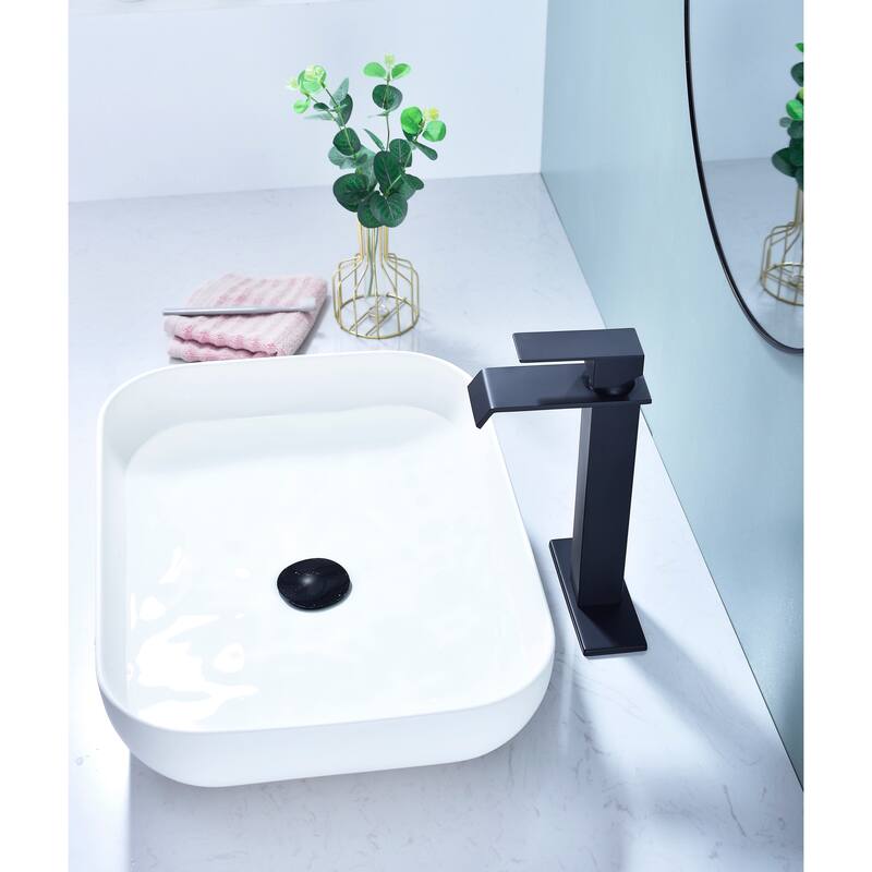 Modern Single Handle Sink Vanity Bathroom Faucet with Waterfall Spout, Anti Corrosion, Anti Rust, Easy Clean