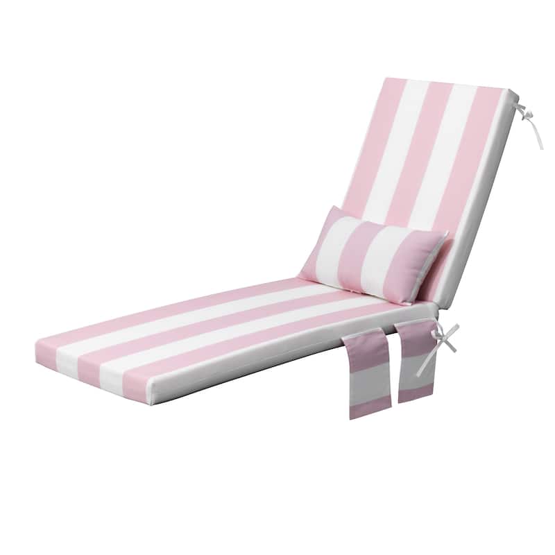 Pellebant Outdoor Lounge Chair Cushions with Pillow - 1PC-80in - Pink&White