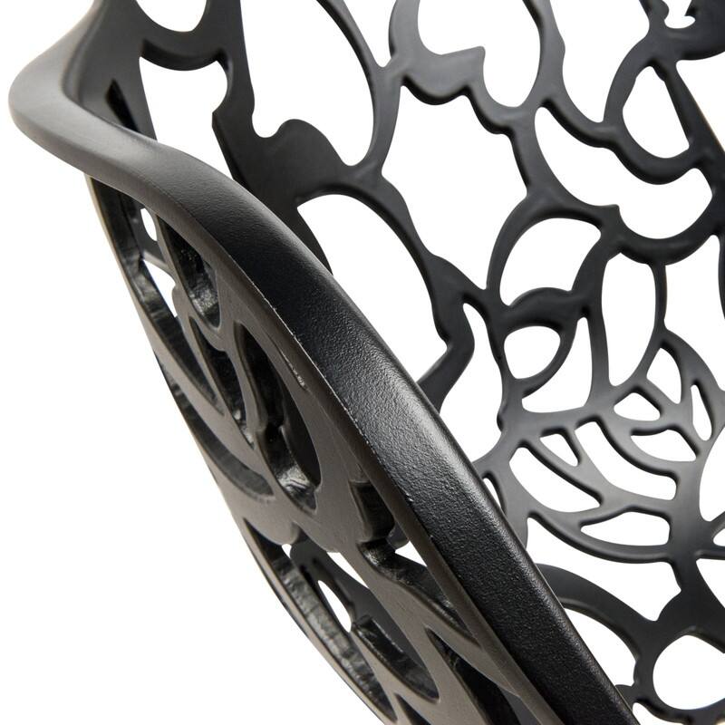 Devon Modern Floral Cutout Dining Chair with Integrated Armrest Stackable Aluminum Frame UV-Resistant Patio Chair Set of 2