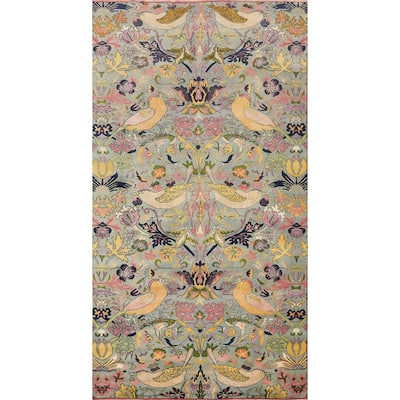 Hand Knotted Oriental 100% Wool Carpet Traditional All-Over Navy Blue & Blues Ziegler Area Rug - 19' 7'' X 10' 2''