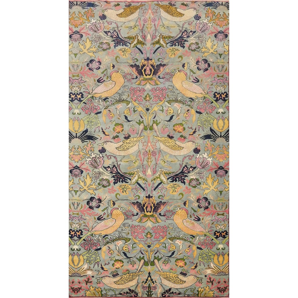 Hand Knotted Oriental 100% Wool Carpet Traditional All-Over Navy Blue & Blues Ziegler Area Rug - 19' 7'' X 10' 2''