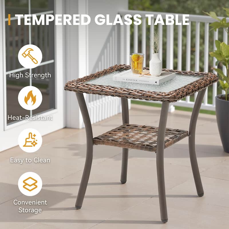 Pocassy Patio Sofa Swivel Chair with Fire Table Funiture Set