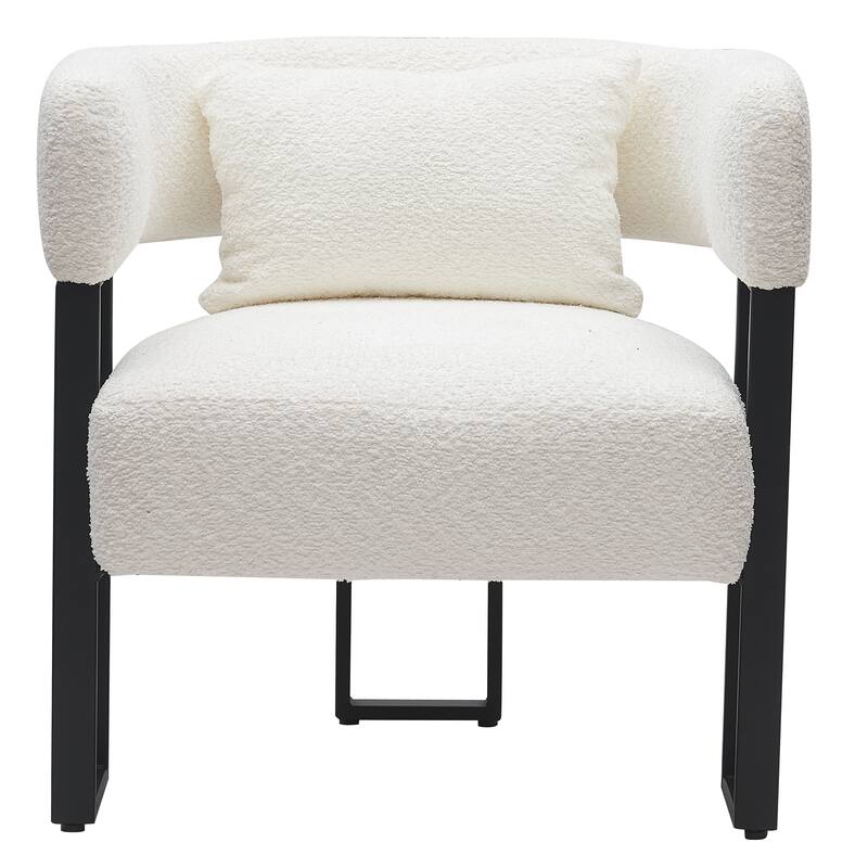 Contemporary Boucle Fabric Accent Chair