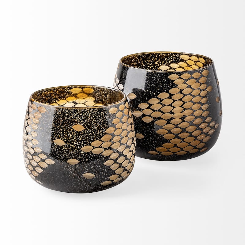 Mojave Black and Gold Detail Glass Vase