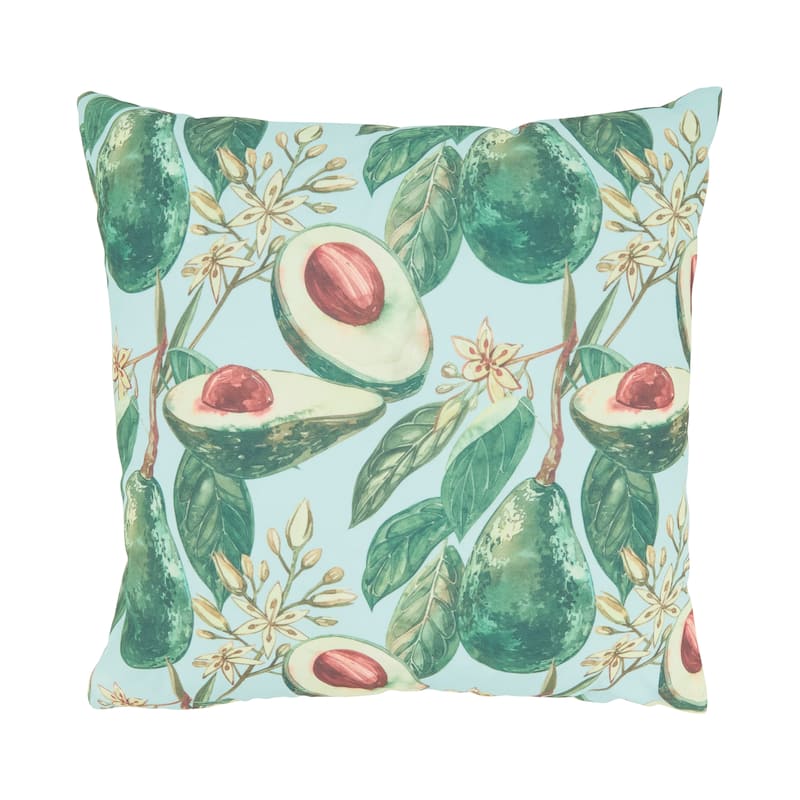Fresh Harvest Avocado Haven Outdoor Poly Filled Throw Pillow - Green - 18"x18" - Polyester