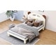 preview thumbnail 4 of 14, Cute Full/Twin Size Platform Bed with Bear Ears Headboard, LED Light, Solid Wood Construction, Easy Assembly