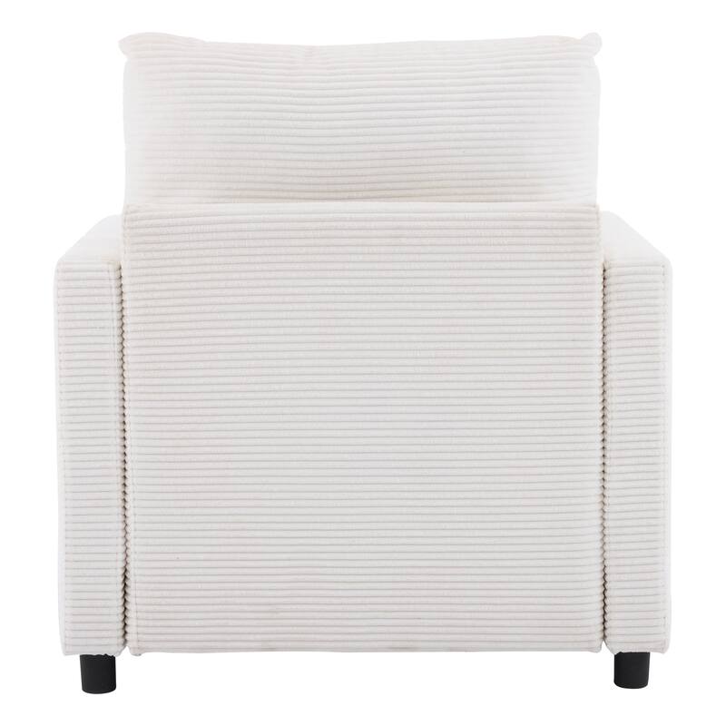 Corduroy Armchair Set with Ottoman