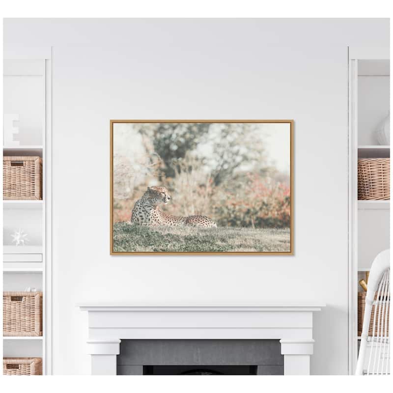 Kate and Laurel Sylvie Cheetah Glance Framed Canvas by Alicia Abla