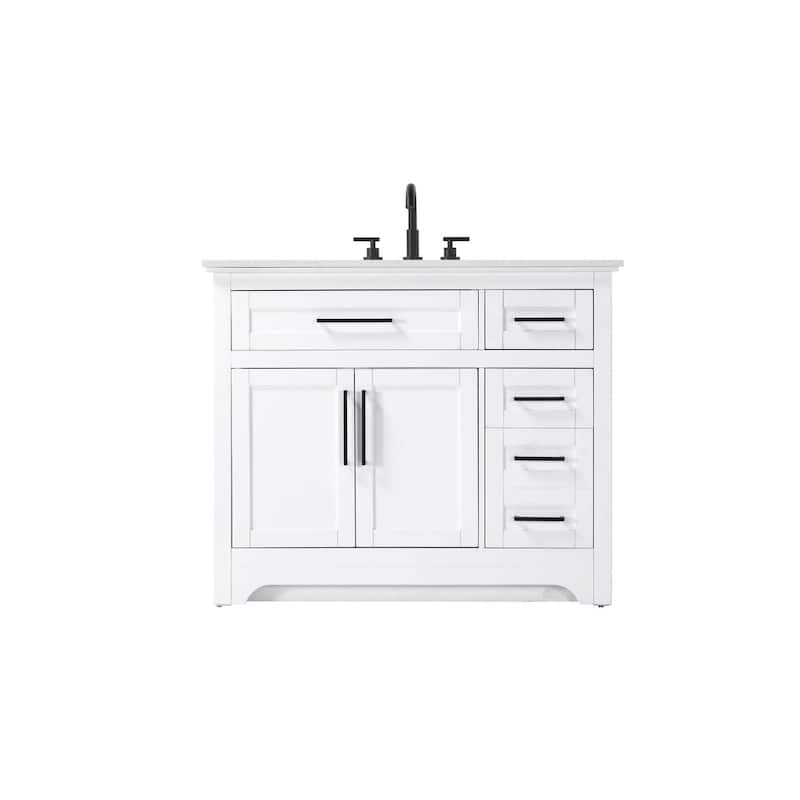 Nathaniel Single Bathroom Vanity (32-42 inch) - White - 42"