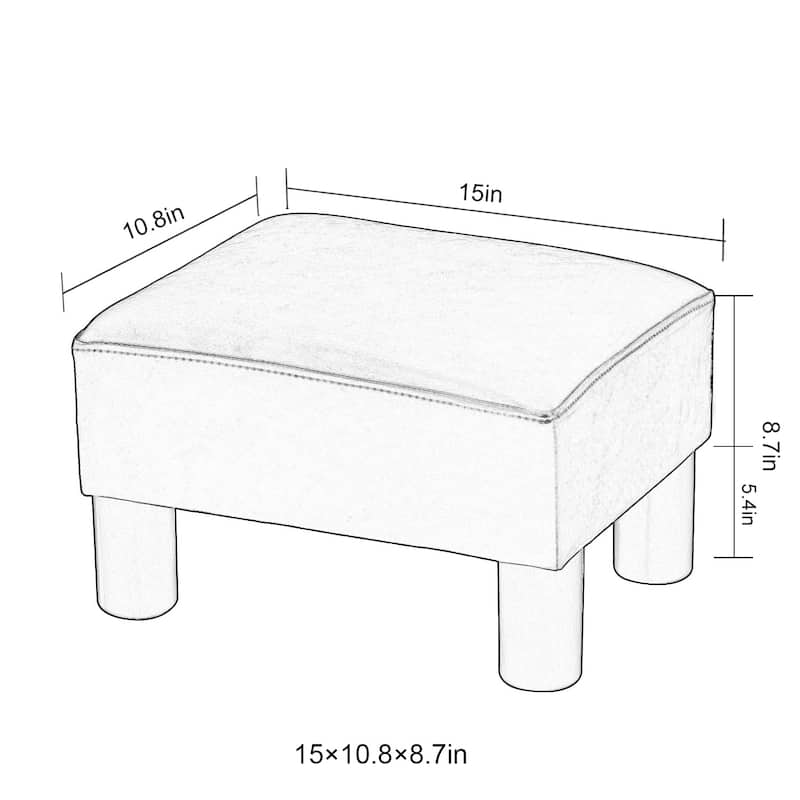 Adeco Faux Leather Ottoman Foot Rest Stool Square Padded Seat Ottoman