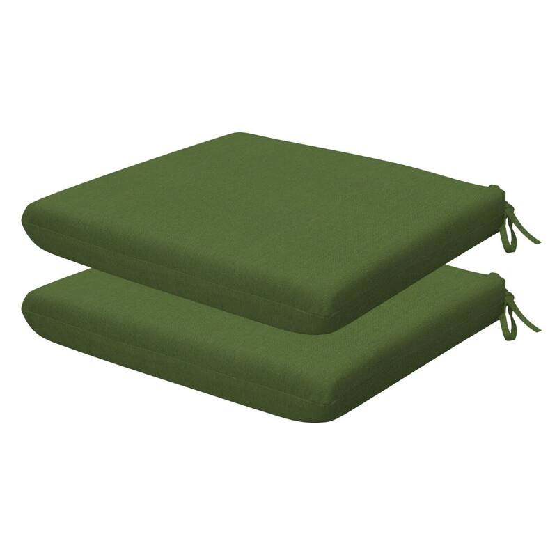 Outdoor Universal Seat Cushion (2-Pack) - 18" wide x 17.5" deep x 2.5" thick - Textured Solid Artichoke Green