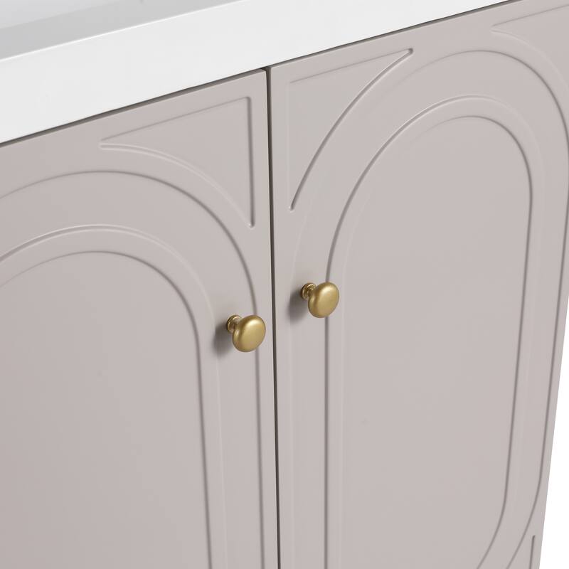 Modern 30 Inch Freestanding Bathroom Vanity Base without Sink, Storage Cabinet with Soft-Close Doors and Adjustable Shelves