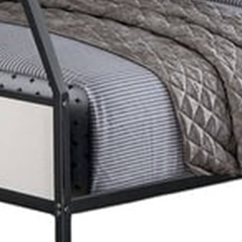 Mely Twin over Full Bunk Bed, Attached Side Ladder, Black and White Metal