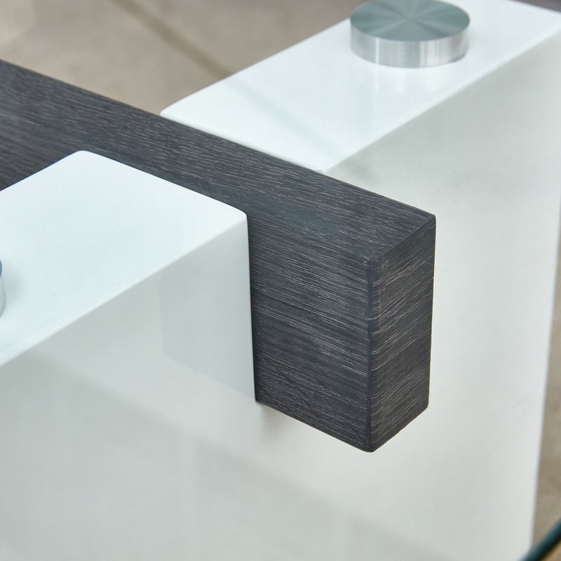 43.3" Length Tempered Glass Coffee Table with MDF Legs