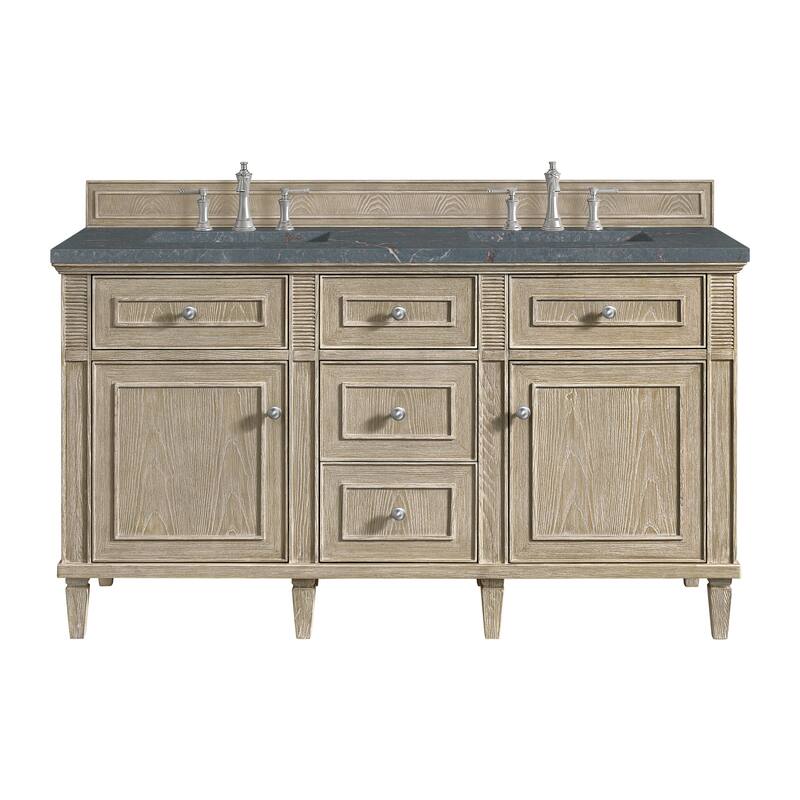 James Martin Vanities 424-V60D-3PBL Lorelai 60" Double Basin Wood - Whitewashed Oak - Oak Finish