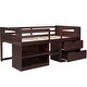 preview thumbnail 5 of 28, Antique Wooden Twin Size Low Loft Bed Frame with 2 Drawers, Multi-layer Shelf, Headboard, Footboard and Guardrails - Unisex