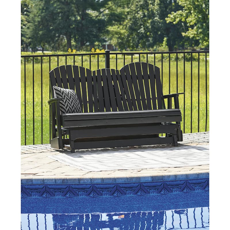Signature Design by Ashley Hyland wave Outdoor Glider Loveseat - 67" W x 31.5" D x 41.75" H - Black