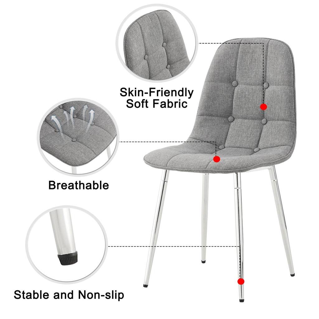 5-Piece Modern Medieval Dining Table Set with 4 Upholstered Chairs for Country House City Apartment Dining Room