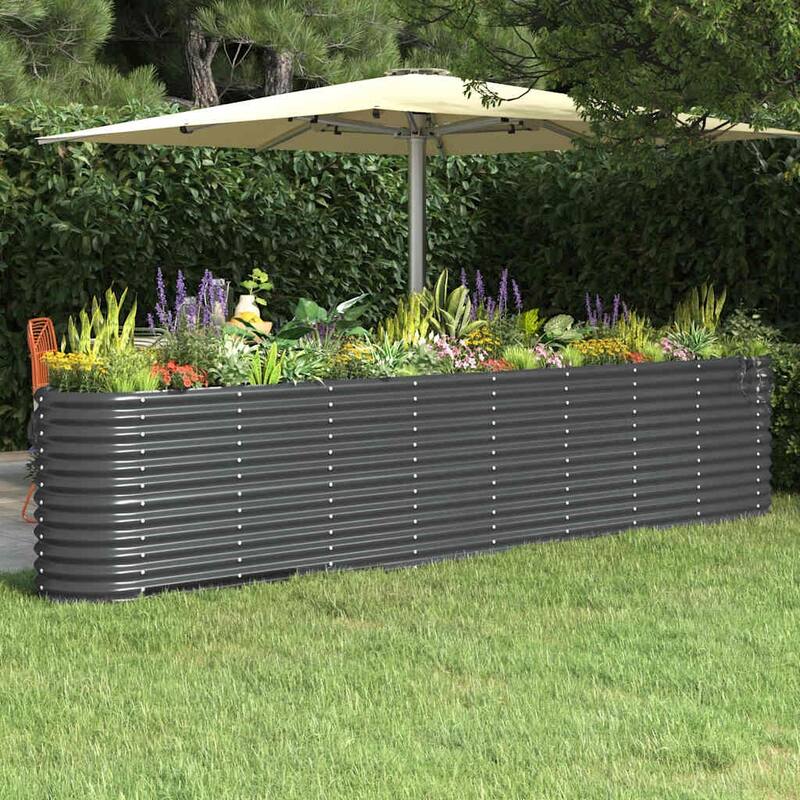 vidaXL Garden Raised Bed Patio Outdoor Raised Planter Box Powder-coated Steel - 130.7"x15.7"x26.8" - Anthracite