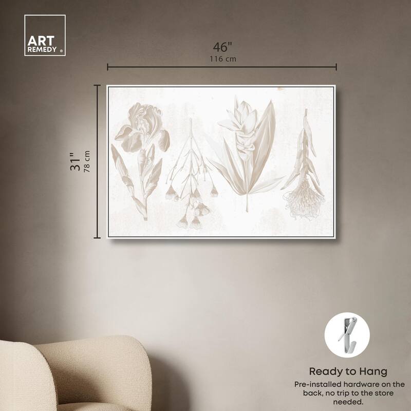 White Pressed Flora Canvas by Art Remedy